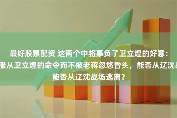 最好股票配资 这两个中将辜负了卫立煌的好意：如果他们服从卫立煌的命令而不被老蒋忽悠昏头，能否从辽沈战场逃离？